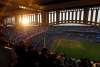 Fan view atop Yankees Stadium at sunset