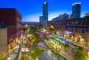 Skyline view of the Bricktown Canal and Water Taxi