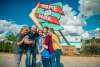 Family standing in Route 66 Park in Oklahoma City taking a photo together