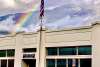 Early morning rainbow over USPS building