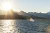 Sun setting over mountains along Lynn Canal