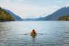 Beautiful morning for a paddle in Nahku Bay with the early season Chilkat mountians in the background.