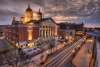 an aerial view of the York County Courthouse in Downtown York