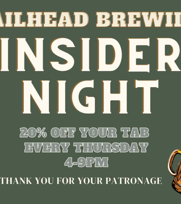 20% Off Insider Night @ Trailhead Brewing