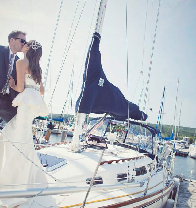 On3 Wedding Photography - Bride & Groom on sailboat