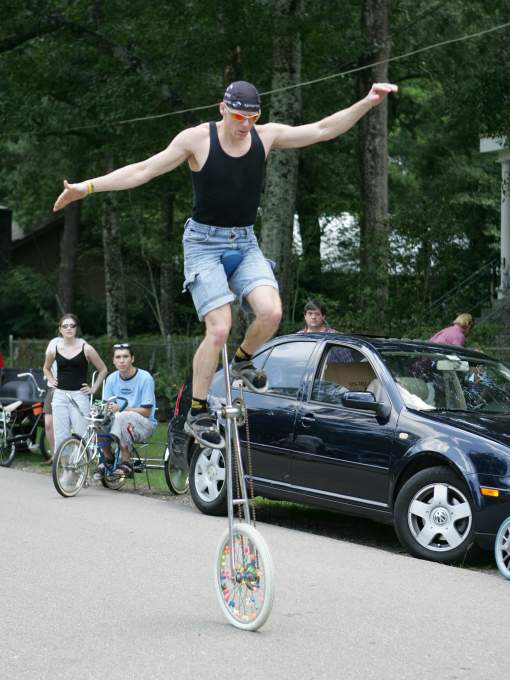 Man Riding Unicycle at Louisiana Bicycle Festival