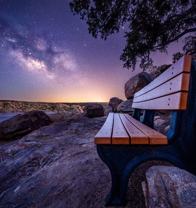 Starry Night Bench by the Water - Experience Prescott