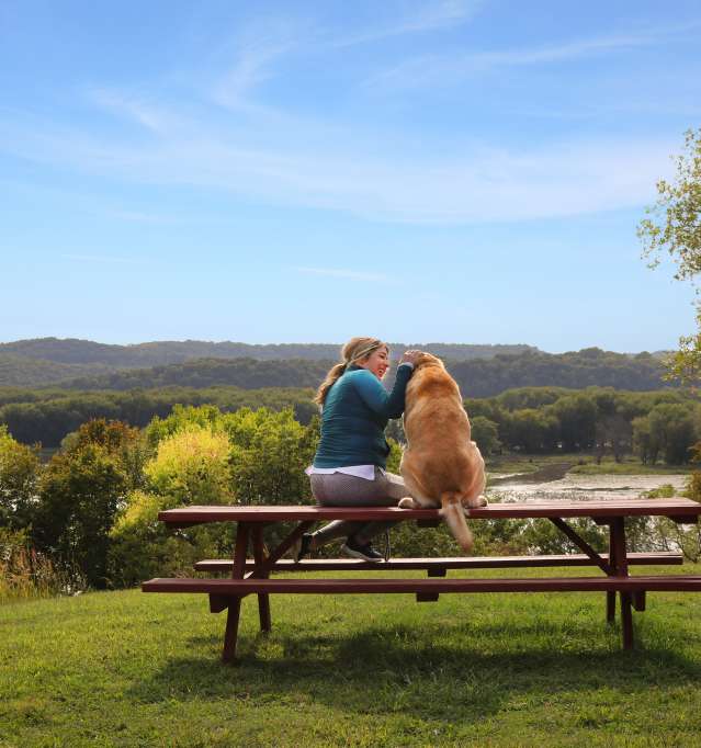 Girl and dog in nature