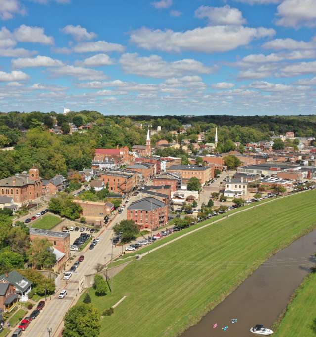Arial view of City of Galena, IL
