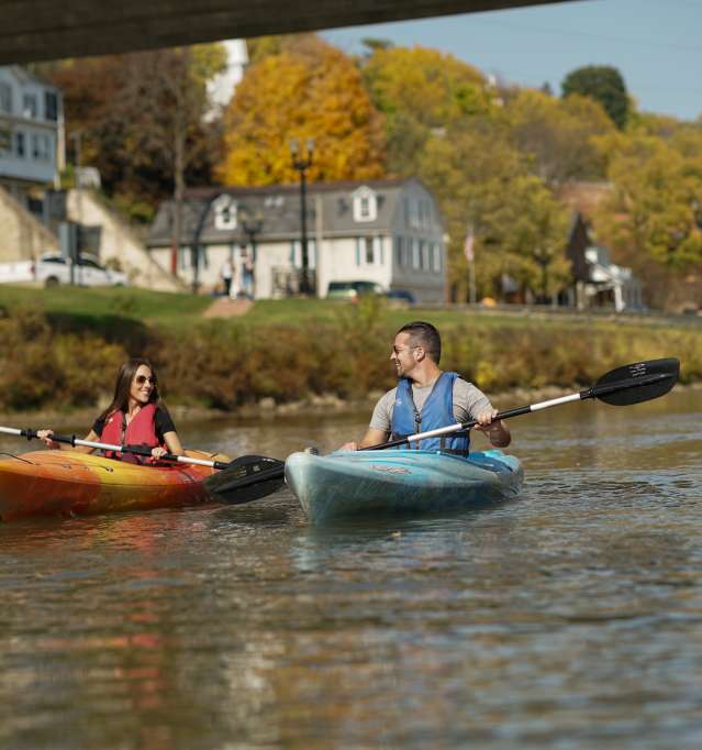 Couple kayaking on Galena River