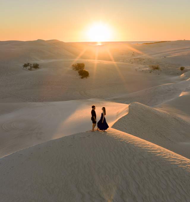 Lancelin Sand Dunes Sunset Drone