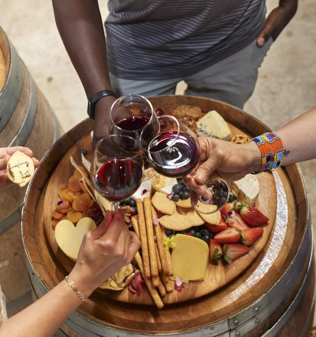 Wine and cheese on a barrel, Swan Valley