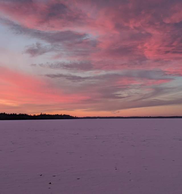 Winter Sunset Over Lake