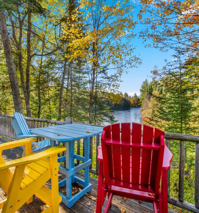 River View Chairs on Deck in the Fall