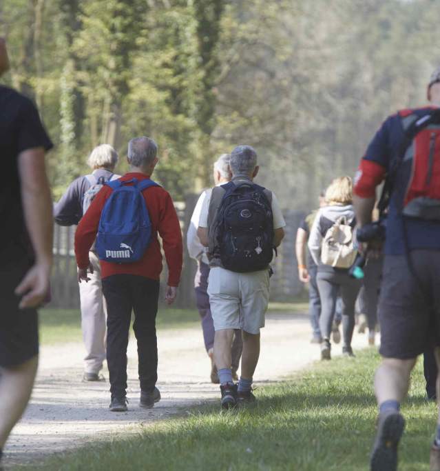 A group of people walking along a path at the Lincolnshire Wolds Outdoor Festival.