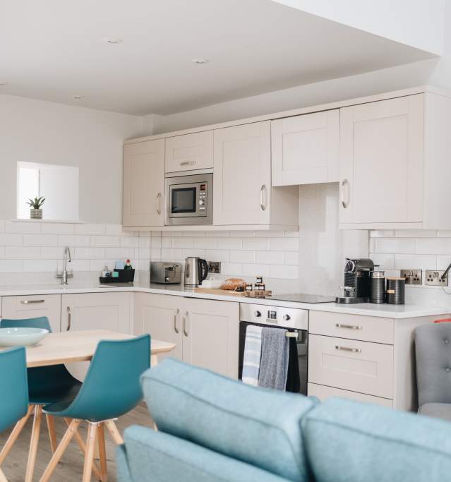 Kitchen in a light self-catering cottage