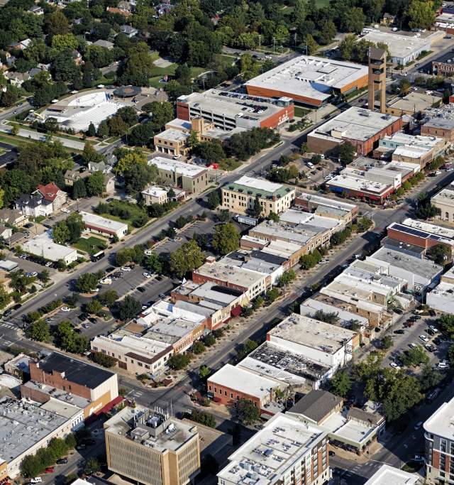 Downtown Lawrence Kansas Aerial