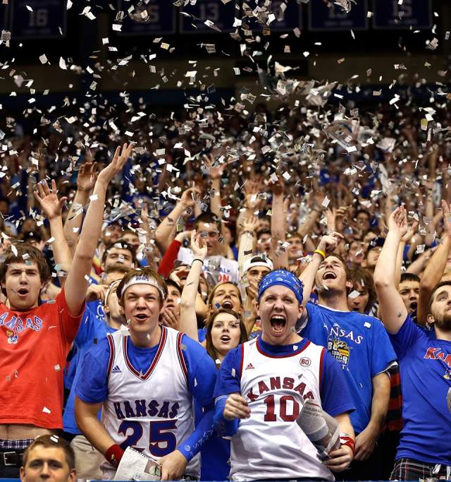 Basketball fans in Allen Fieldhouse