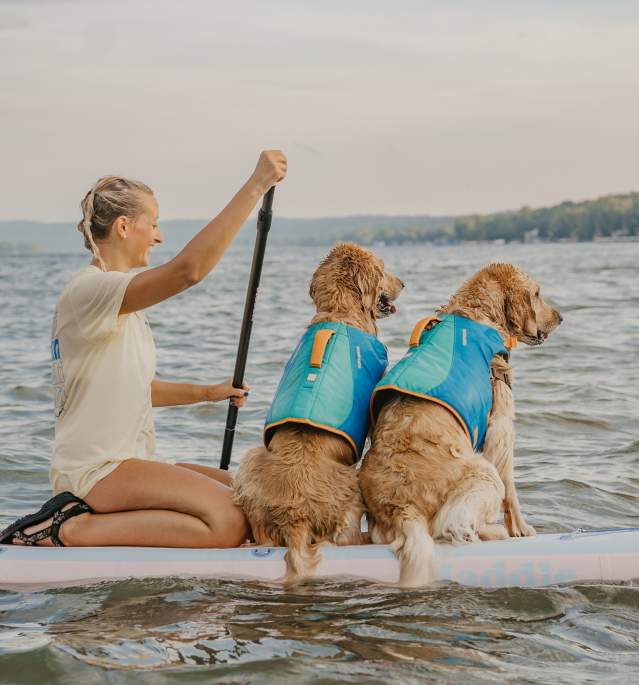Paddleboarding with Two Dogs