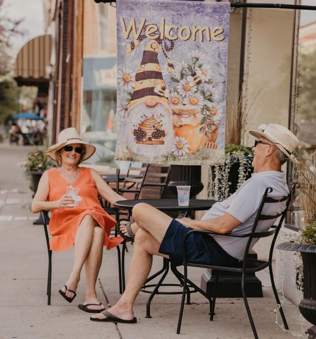 Couple Outside Caffe Tazza