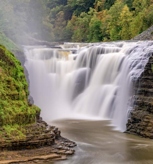 Rushing waterfalls in Letchworth State Park