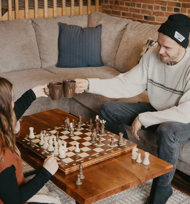 Two people in vacation rental