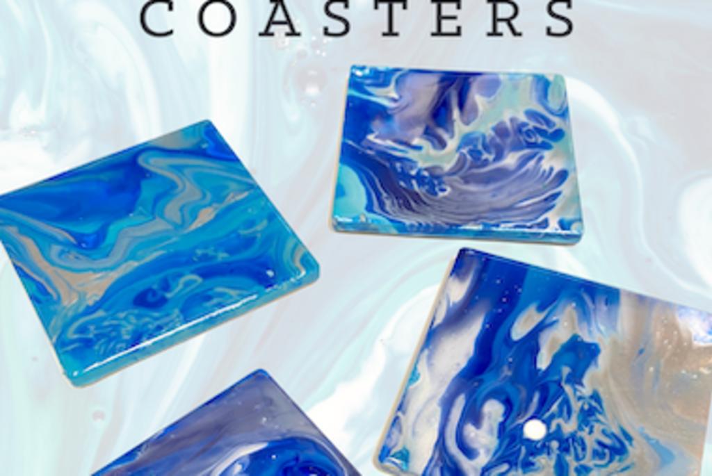 PAINT & SIP DiY Acrylic Pour Coasters With Resin Finish *You Choose