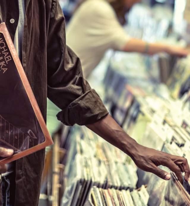 Man shopping at Waterloo Records