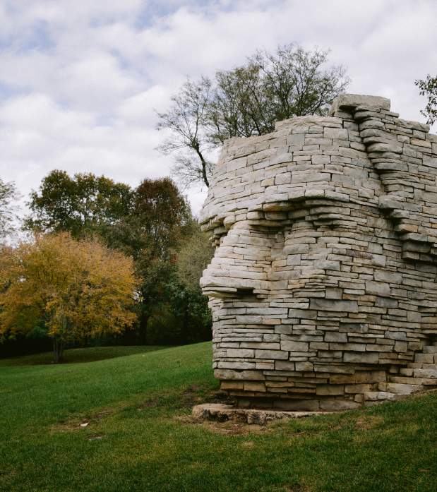 Leatherlips public art installation in the fall