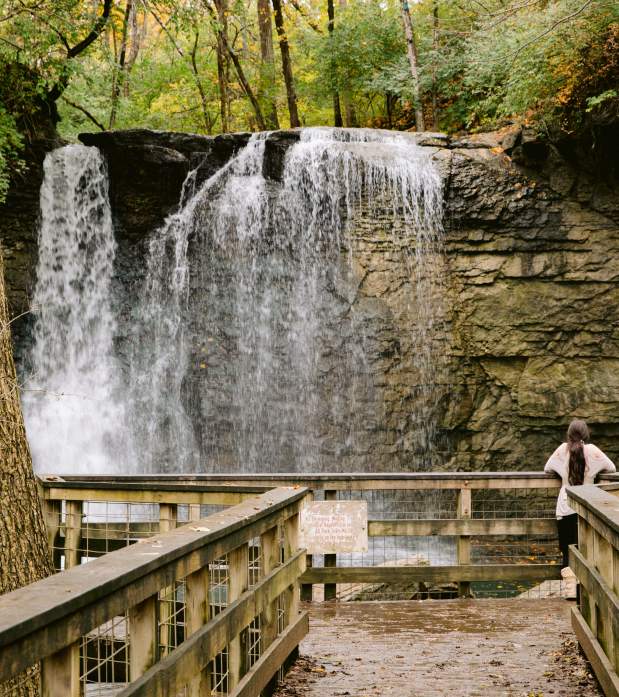 Hayden Run Falls waterfall during the Fall