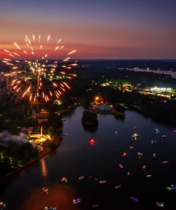 Boats watching fireworks on Lake Wylie