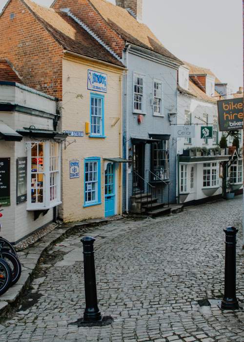 The cobbles down to Lymington quay in the New Forest