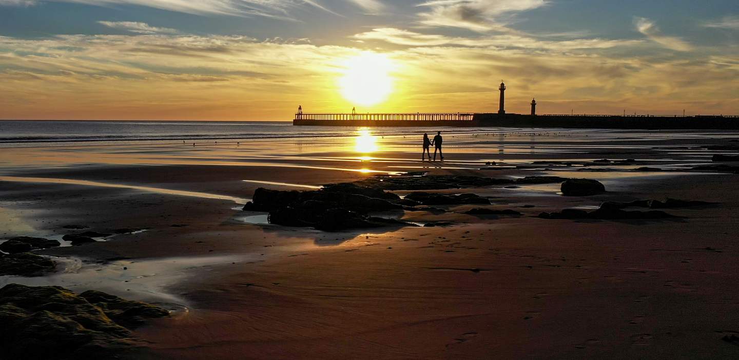 Whitby beach at sunset