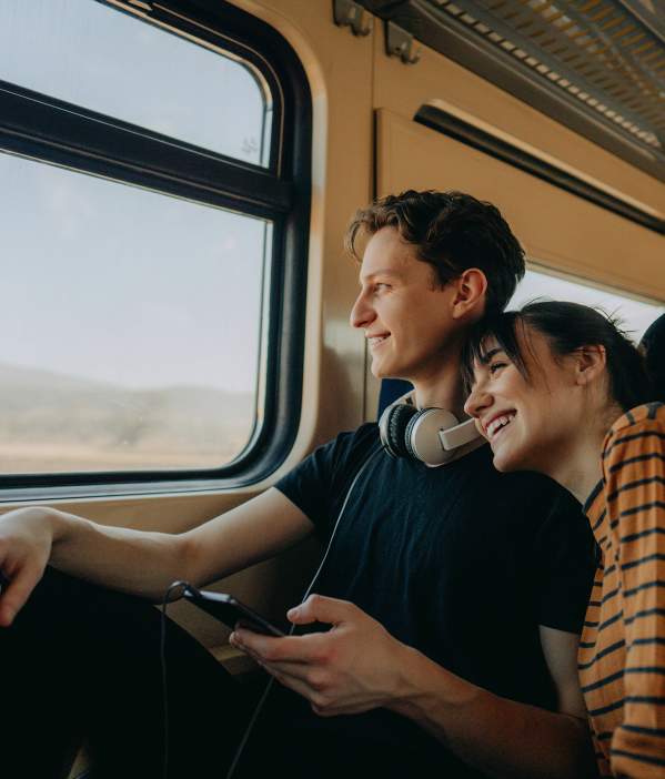 Couple in a train