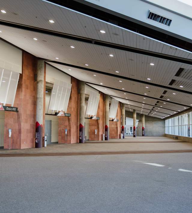 Photo inside Mountain America Expo Center viewing the Eagle meeting rooms.