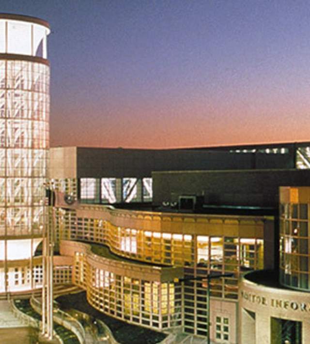 Salt Palace Convention Center at night