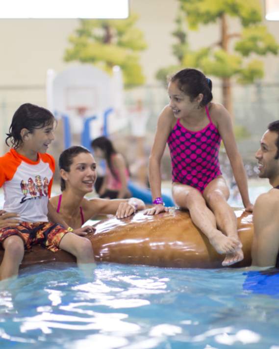 Family at the Great Wolf Lodge Water Park, Southern California