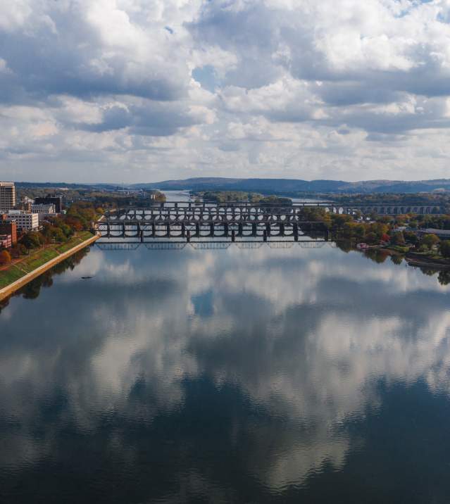 City and bridge on The Susquehanna River in the Cumberland Valley