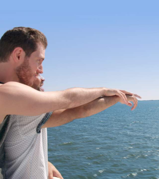 2 men on a boat