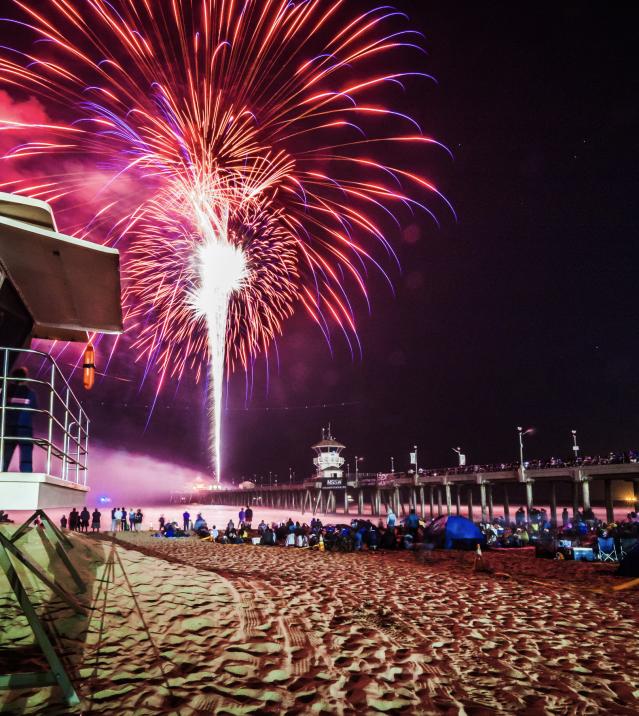 Fireworks Over the Ocean