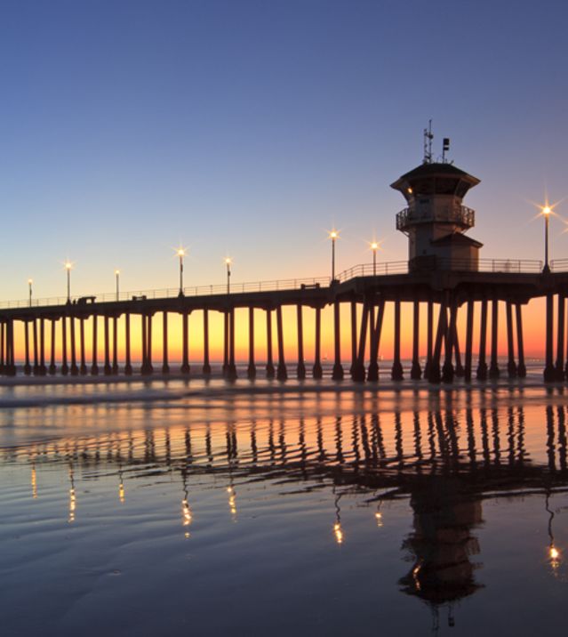 Pier Sunset Water Reflection