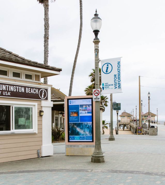 Visitors Kiosk in Huntington Beach right by the Huntington Beach Pier