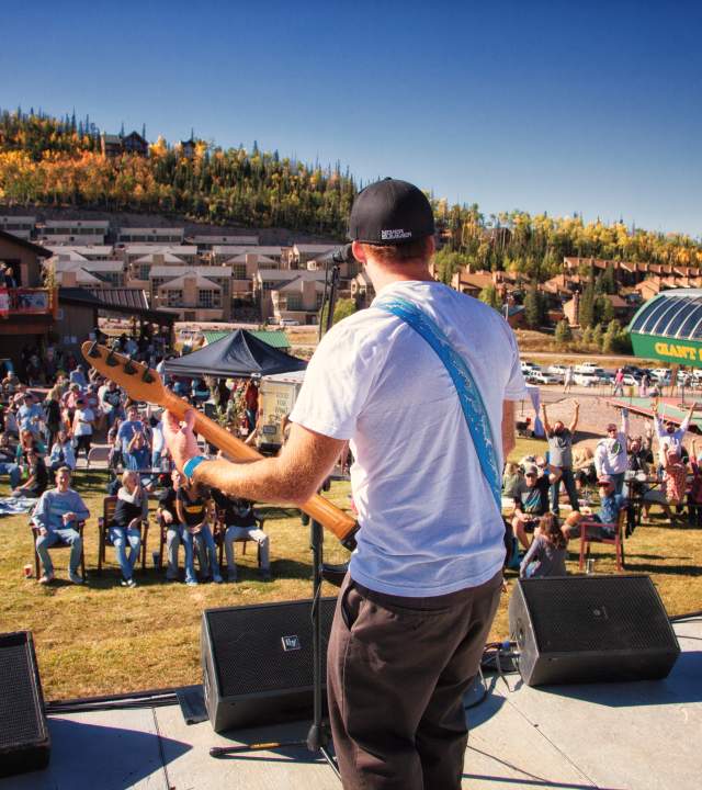 Looking out at a crowd from the stage at Rocktober Fest at Brian Head Resort in southern Utah.