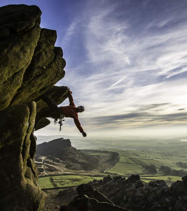 Rock climbing on the Roaches