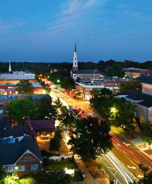 Overhead shot of Franklin Street at night time
