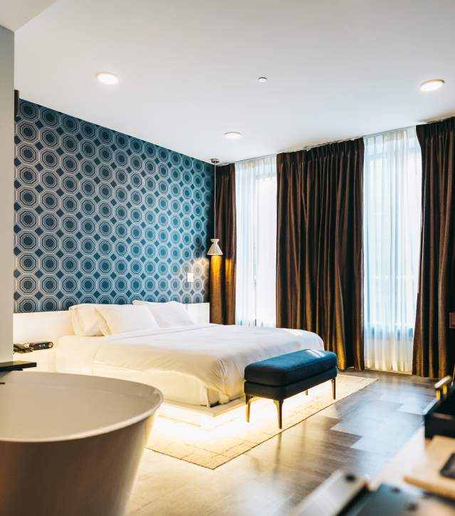 Modern luxury room at Vault Hotel