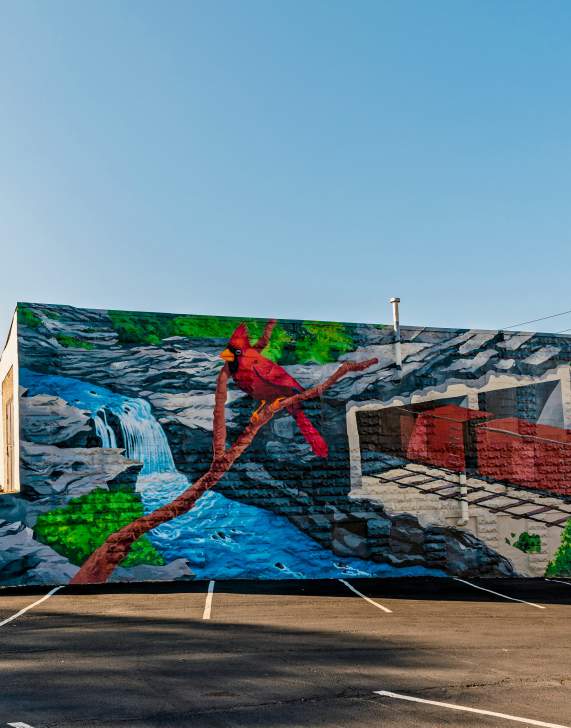 The Nay Aug Falls & Train Mural in Dunmore