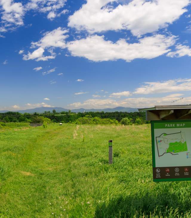Park Trail with Map Sign - South Burlington