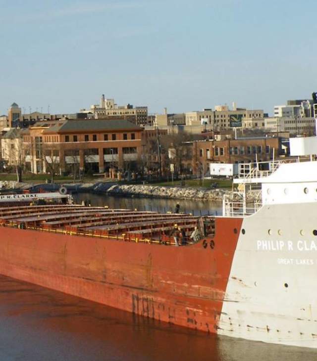 Cargo ship in harbor