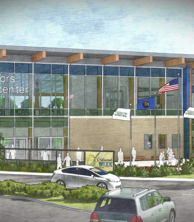 Rendering image of the Discover Green Bay Visitor Center